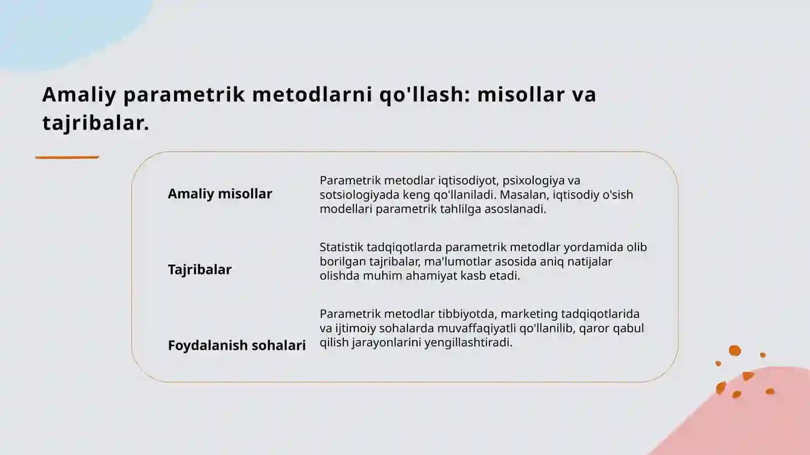Parametrik metodlar haqida tushuncha 4
