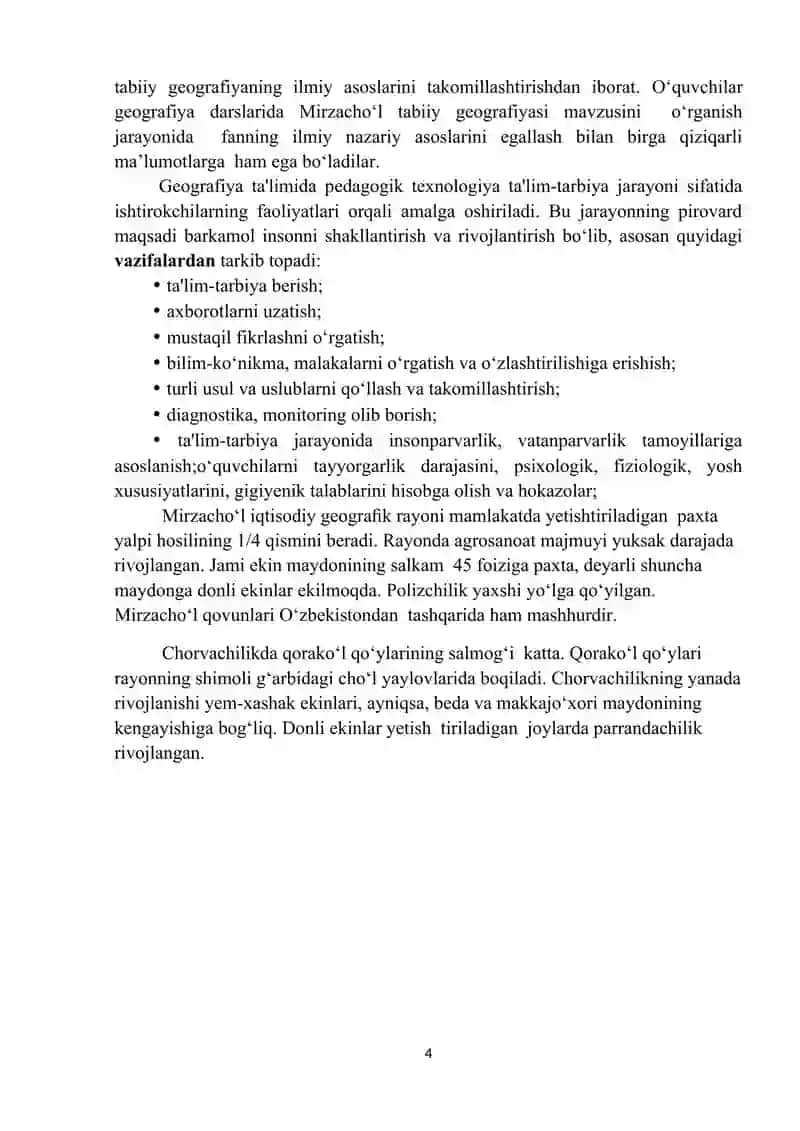 Mirzacho‘l iqtisodiy rayonida dehqonchilik tarmoqlarining rivojlanishi.Kurs ishi 4