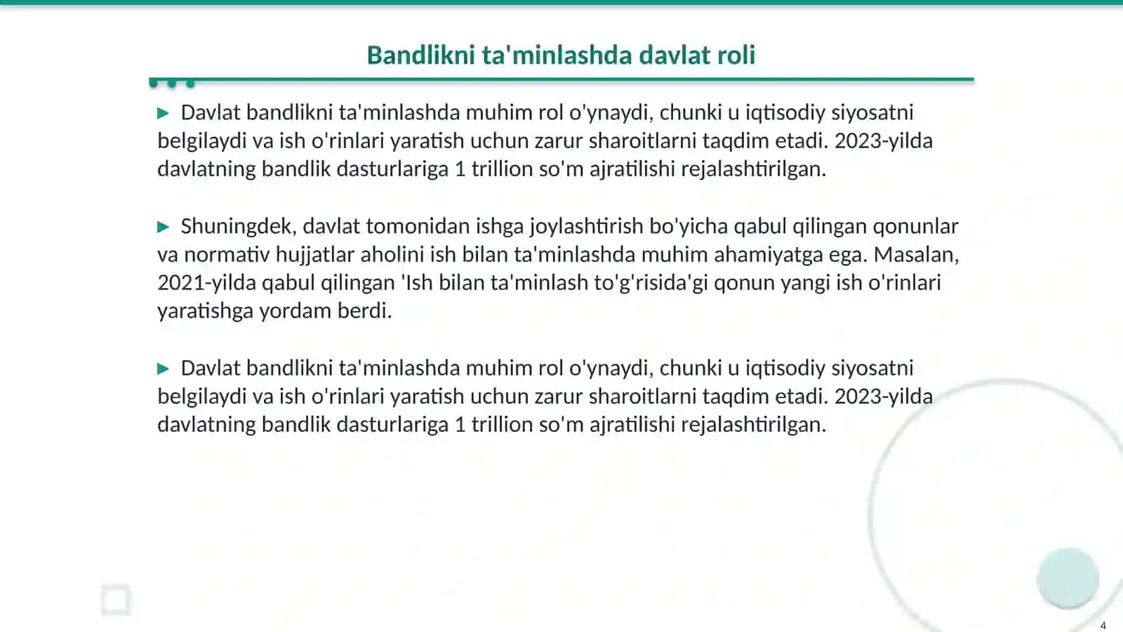 Aholini ishga joylashtirish tamoyillari 4