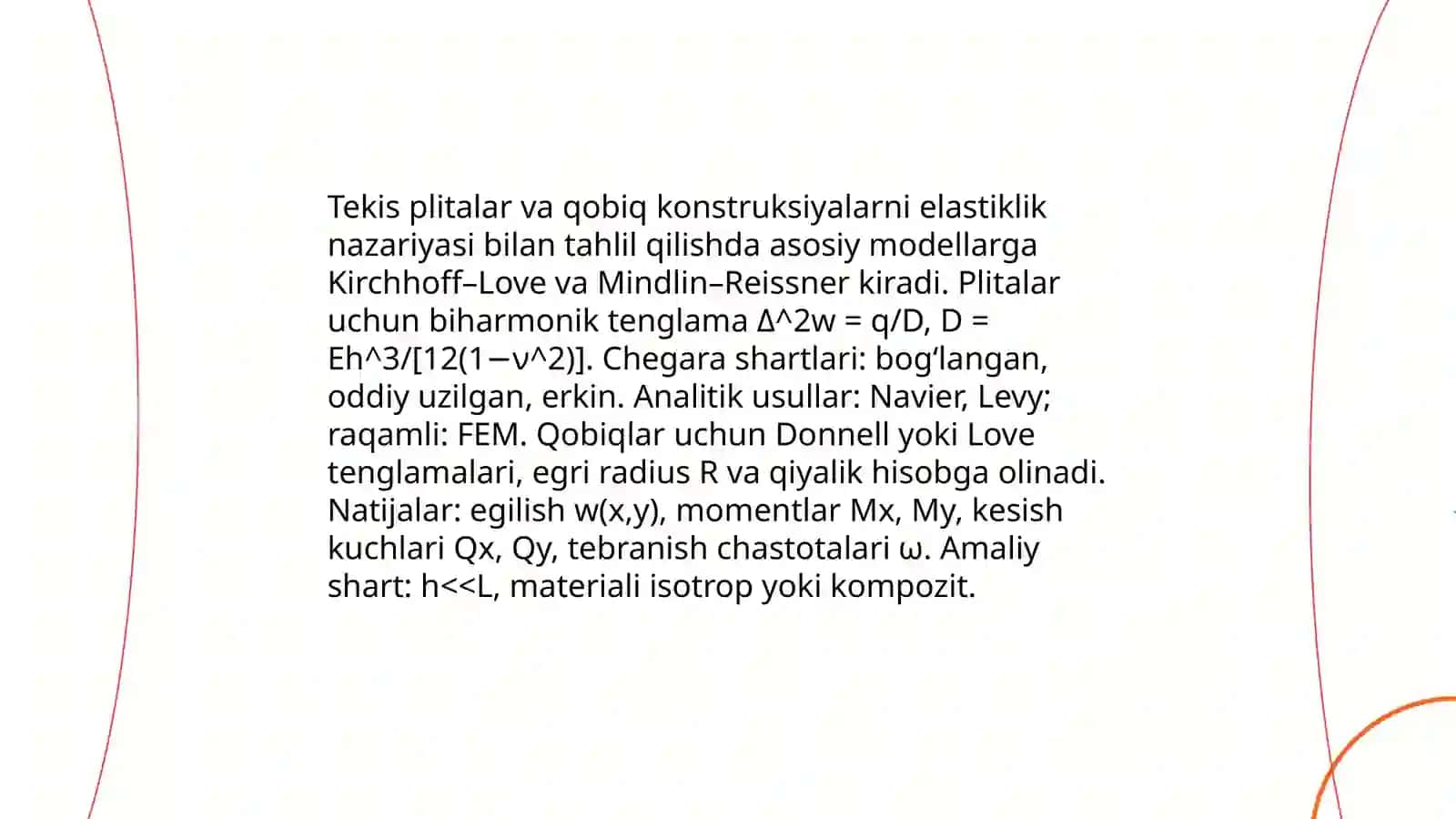 Elastiklik nazariyasini amaliyotda qoʻllash usullari 4