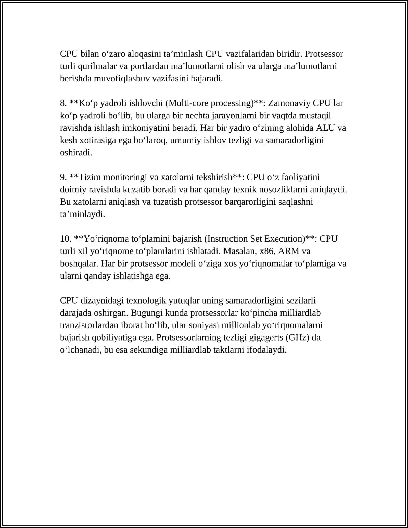 CPU (MARKAZIY PROTSESSOR) VA UNING VAZIFALARI 4