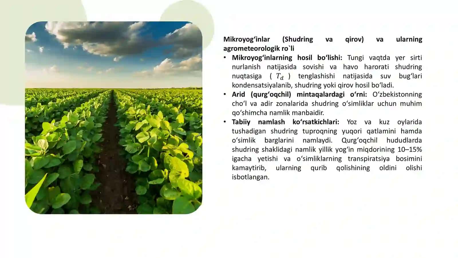 Xalq xo`jaligi uchun foydali bo`lgan metreologik hodisalar 4