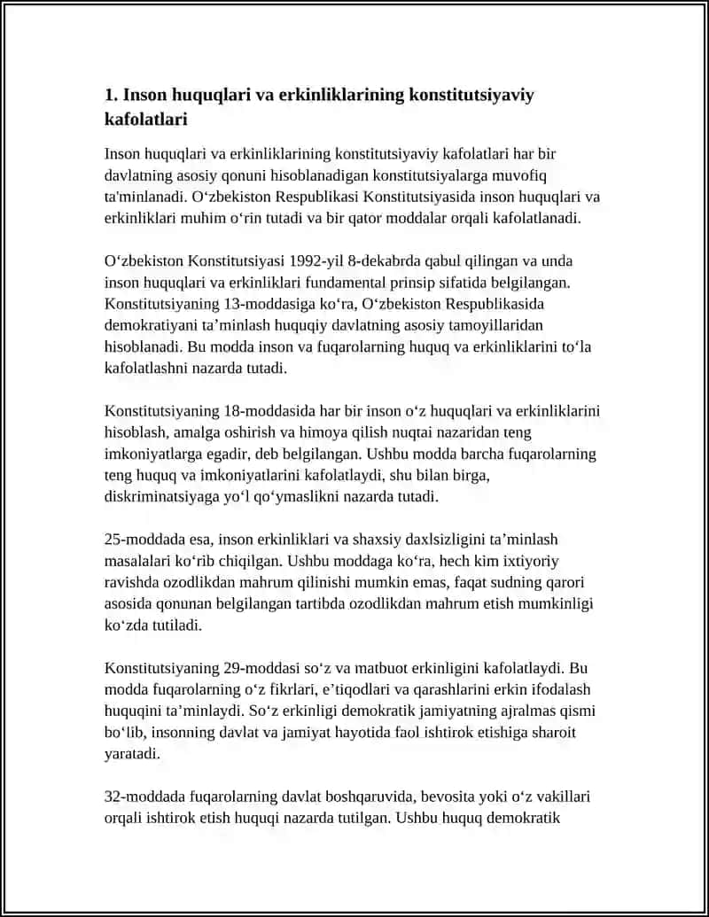 INSON HUQUQLARI, ERLDNLIKLARI KAFOLATLARINING VA DEMOKRATIK SAYLOV TIZIMINING YARATILISHI 4