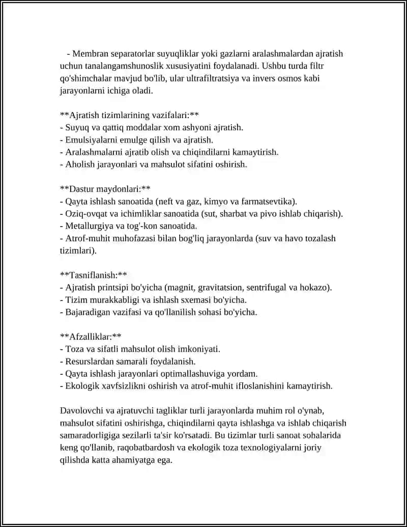 DAVOLOVCHI VA AJRATUVCHI TAGLIKLAR. TARKIBI QOLLANILISHI QOYISH TEXNIKASI 4