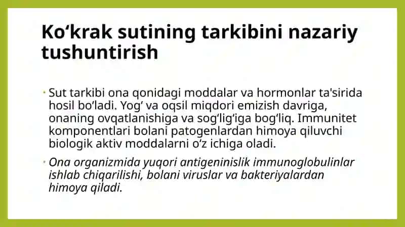 Ko‘krak sutining tarkibi va samarali ishlab chiqarish 4