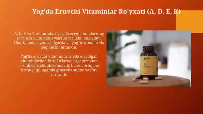 Vitaminlar: Ta'rifi, Tasnifi va Yog'da Eruvchi Vitaminlar 4