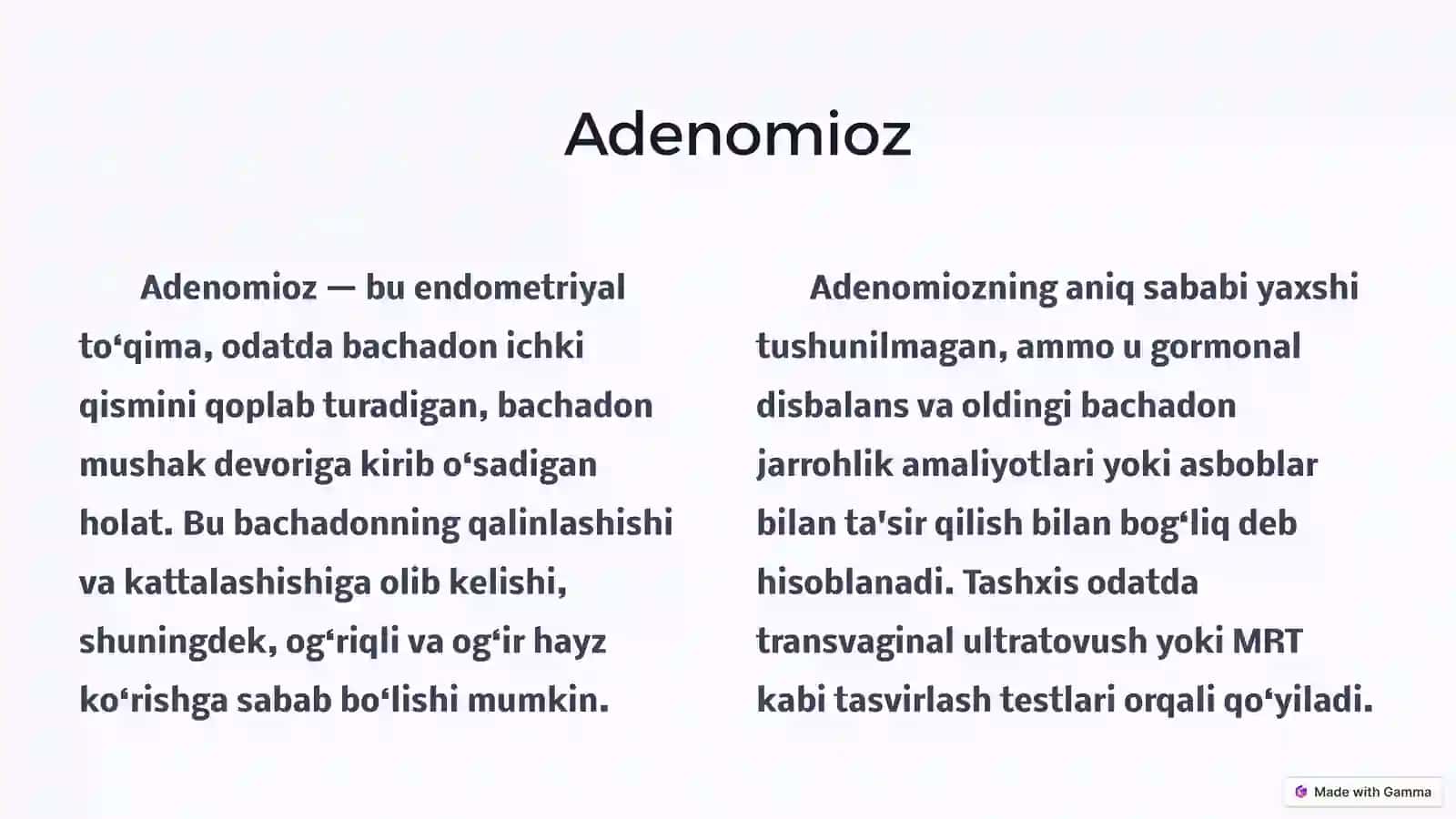 Bachadondan qon ketishining organik sabablari: PALM 4