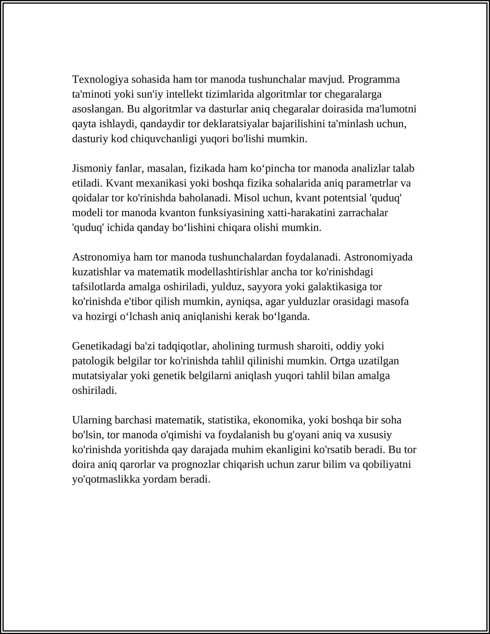Tor Manoda va Keng Manoda Eksprement Sozining Tushunchasi. Muammoning Amaliy Jihattan Organish Mohiyati 4