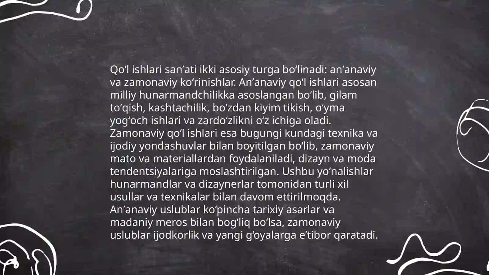 Qoʻl ishlari haqida umumiy maʼlumot va ish oʻrniga qoʻyiladigan talablar,dars rejasini tuzish va oʻtkazish 4