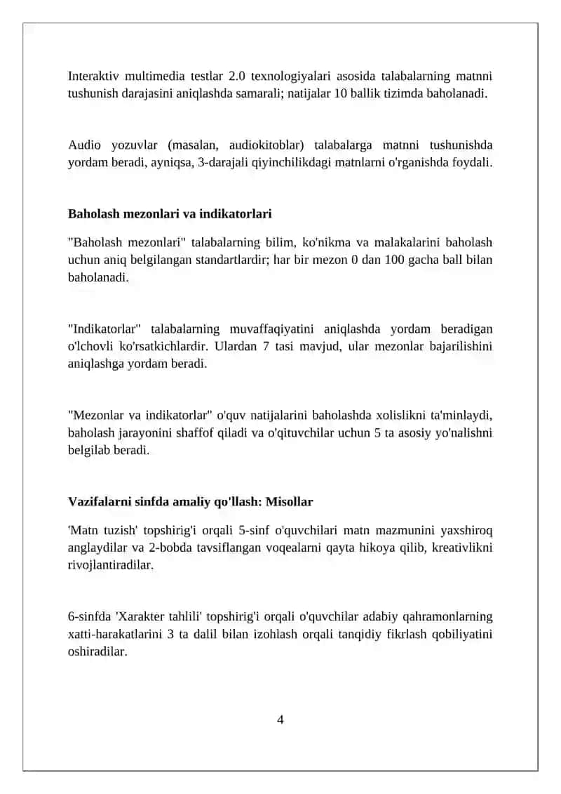 Adabiy matn asosida topshiriqlarni tayyorlash texnologiyasi 4