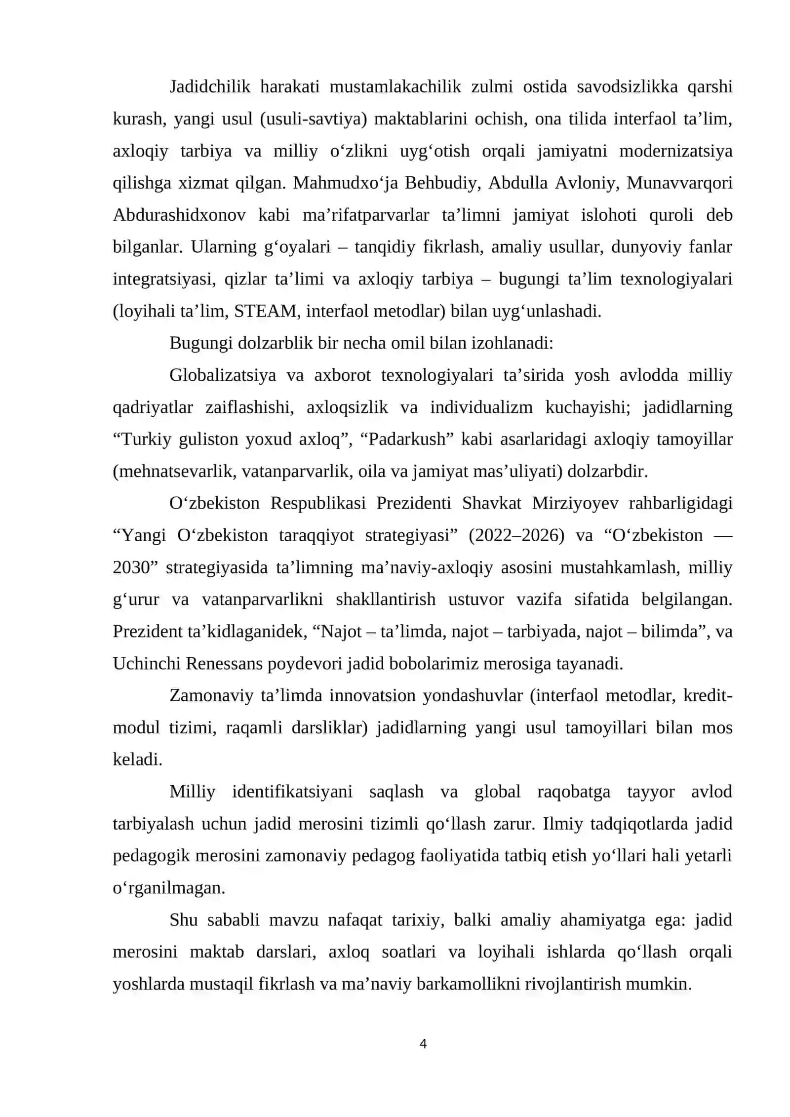 Pedagog faoliyatida jadid ma’rifatparvarlarining merosidan foydalanish 4