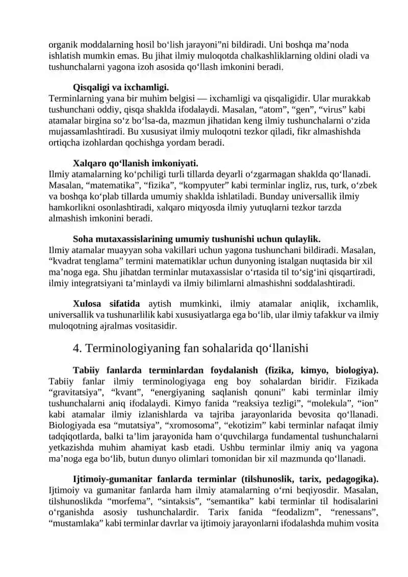 Ilmiy atamalar (terminlar)dan foydalanish 4