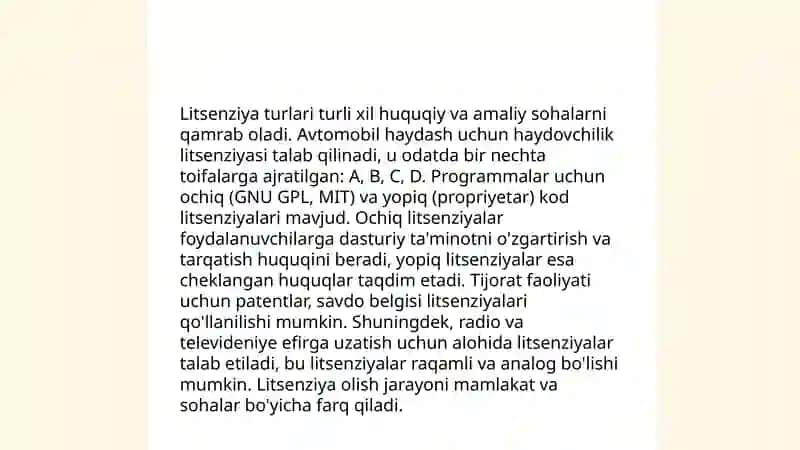 Litsenziyalash shartnomalari bo'yicha muzokaralar 4