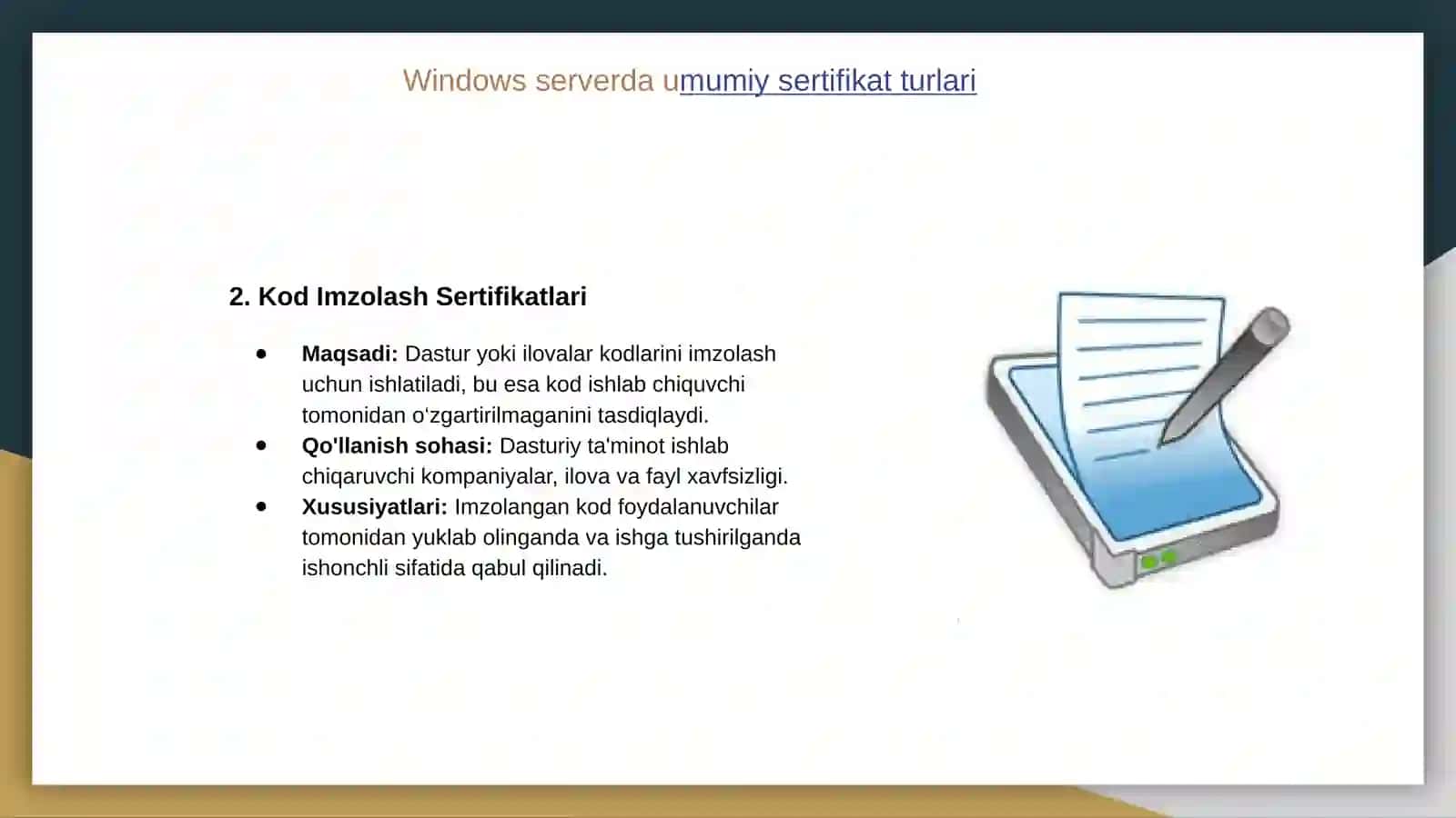 Windows Serverda sertifikatlar. Umumiy sertifikat turlari, PKIni rejalashtirish, Yangi sertifikat shablonini yaratish va berish 4