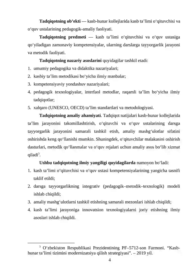 Kasb-hunar kollejlarida o'qituvchi va o'quv ustasiga talablar va darslarga tayyorgarlik 4