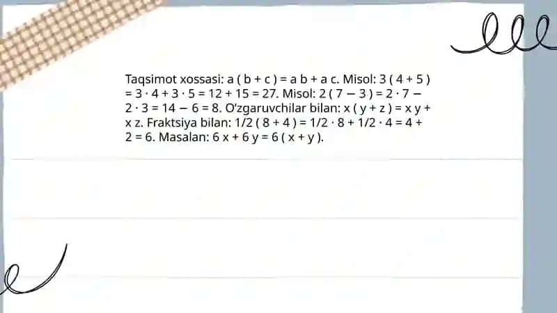 Taqsimot xossasi 4