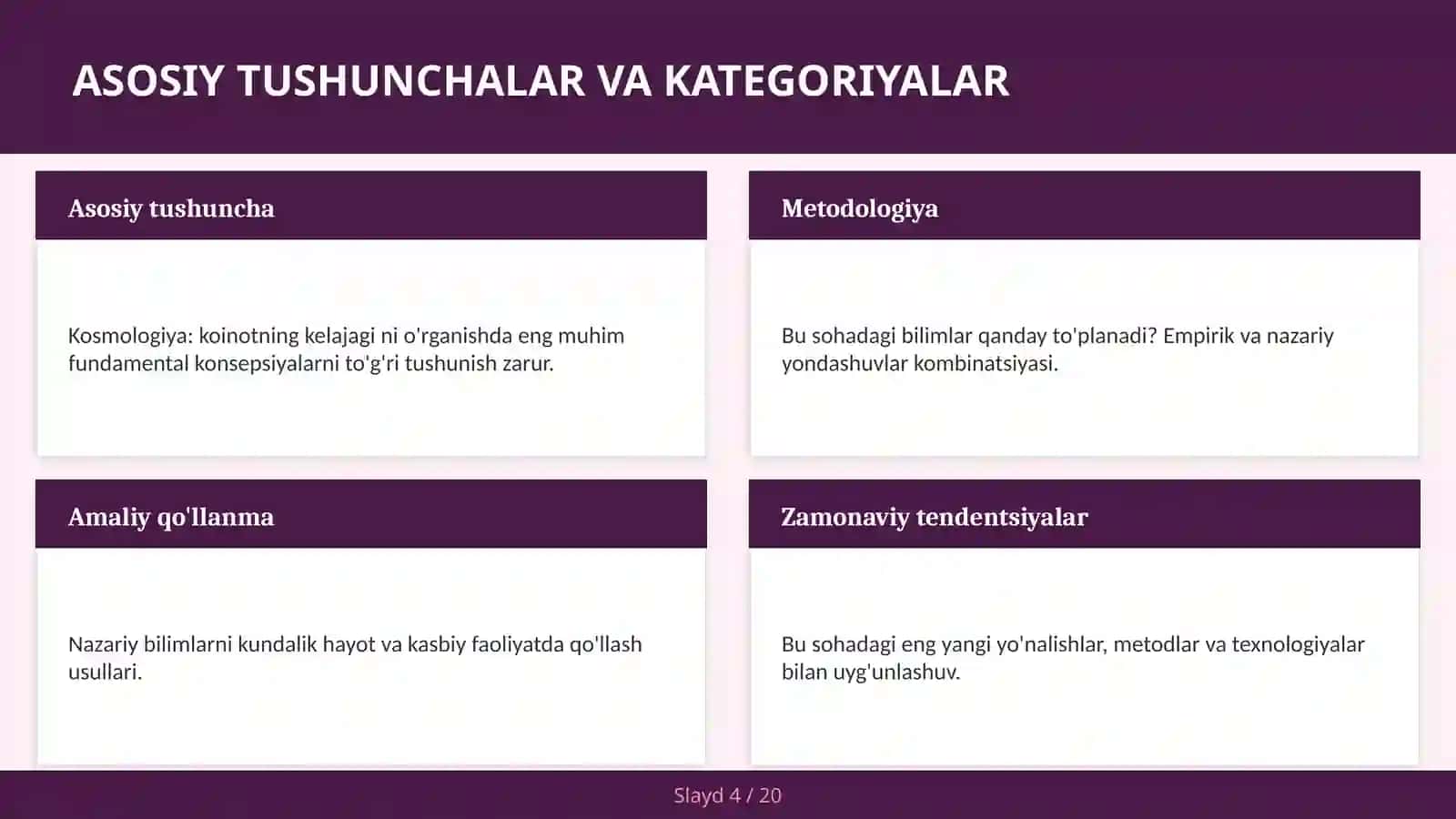KOSMOLOGIYA: KOINOTNING KELAJAGI 4