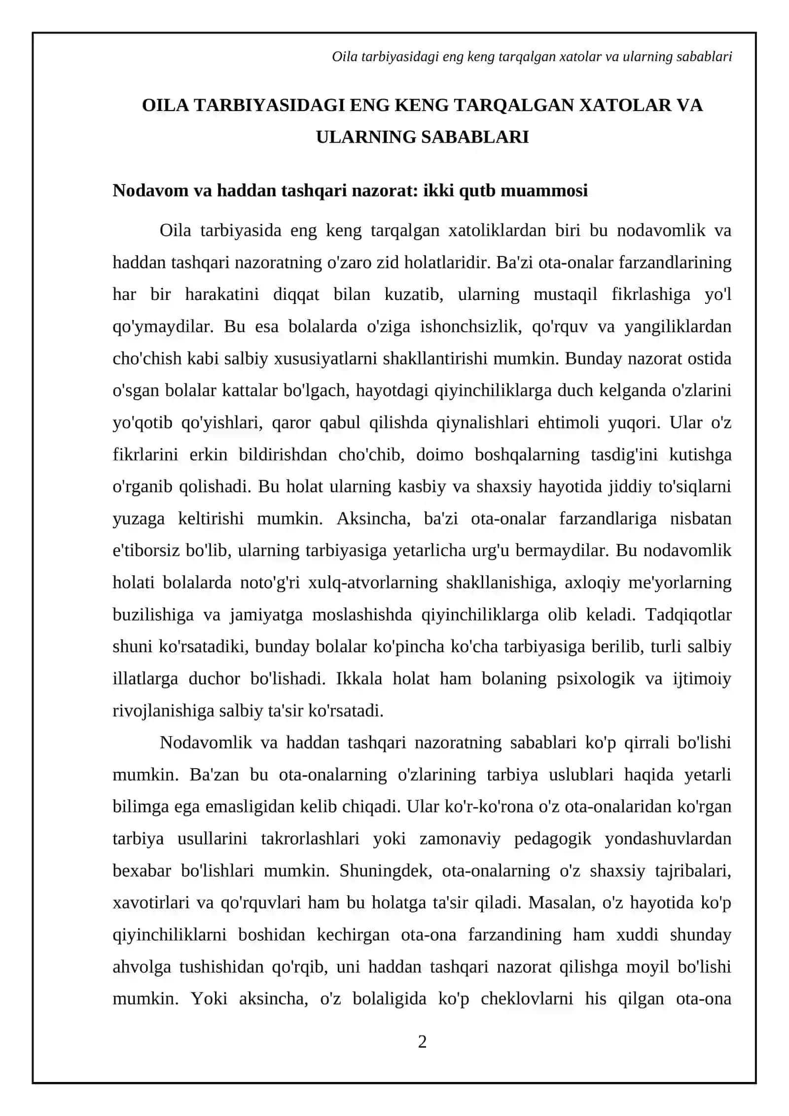 Oila tarbiyasida koʻp uchraydigan xatoliklar va ularni oldini olish 4