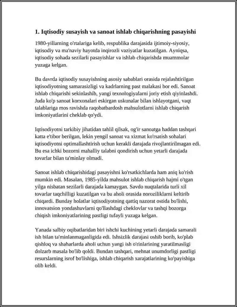 XX ASR 80-YILLARI O‘RTALARIDA RESPUBLIKA IJTIMOIY-SIYOSIY, IQTISODIY VA MA’NAVIY HAYOTIDAGI INQIROZLI HOLAT 4