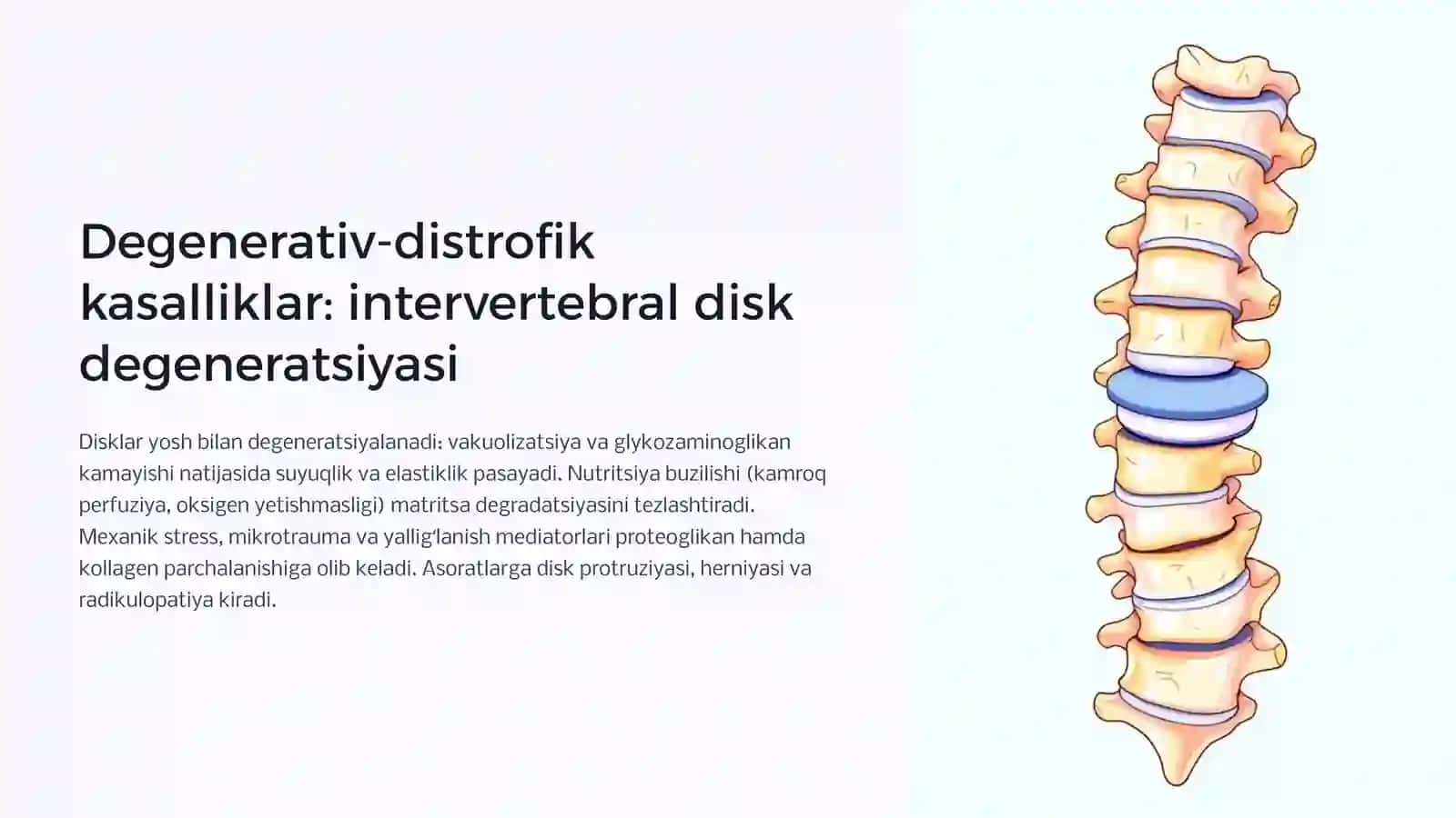 Umurtqa yalligʻlanish va degenerativ-distrofik kasalliklari. Umurtqa tugʻma anomaliyalari 4