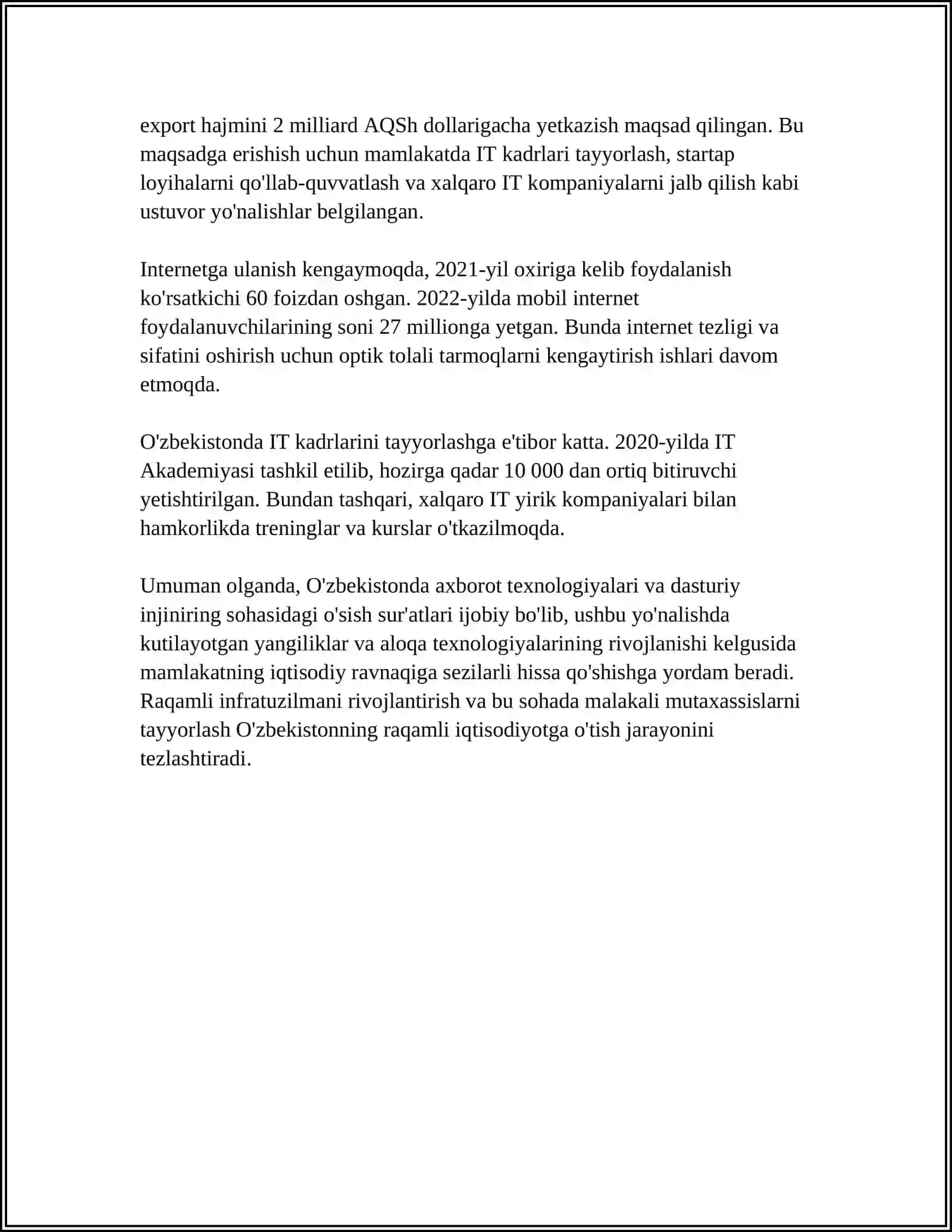 Axborot texnologiyalari va dasturiy injiniring 4