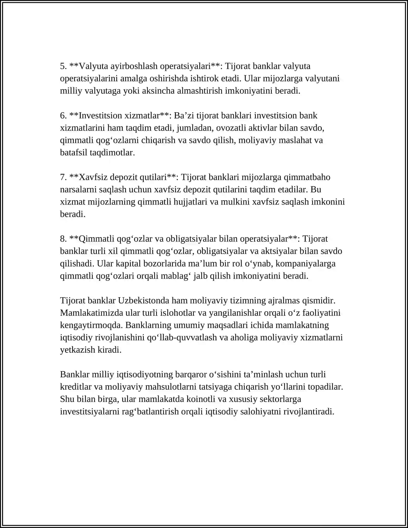 TIJORAT BANKLARI VA BANK RESURSLARI TARKIBI 4