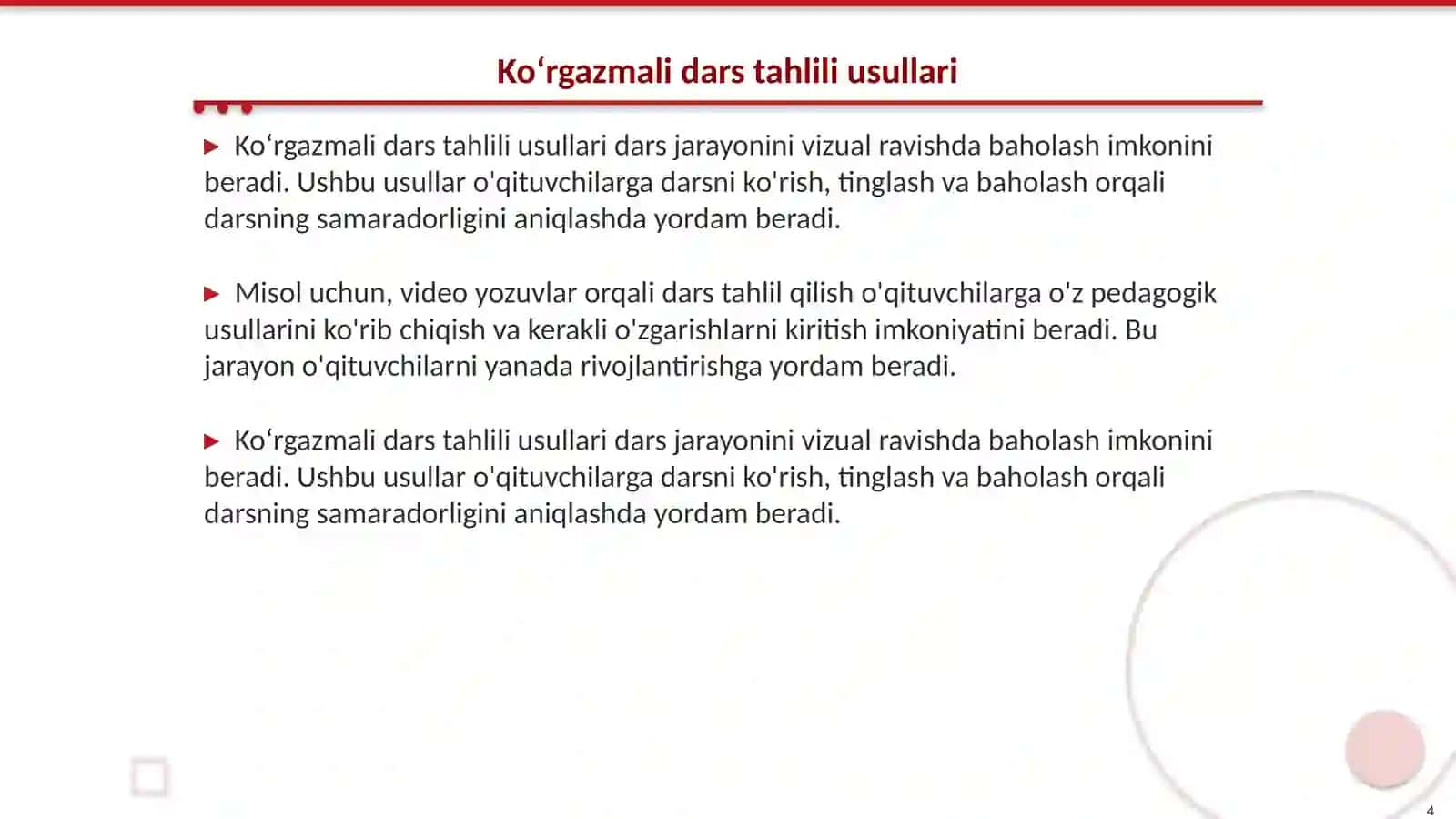 Kasbiy talimda darslarni tahlil qilish xususiyati va ahamiyati 4