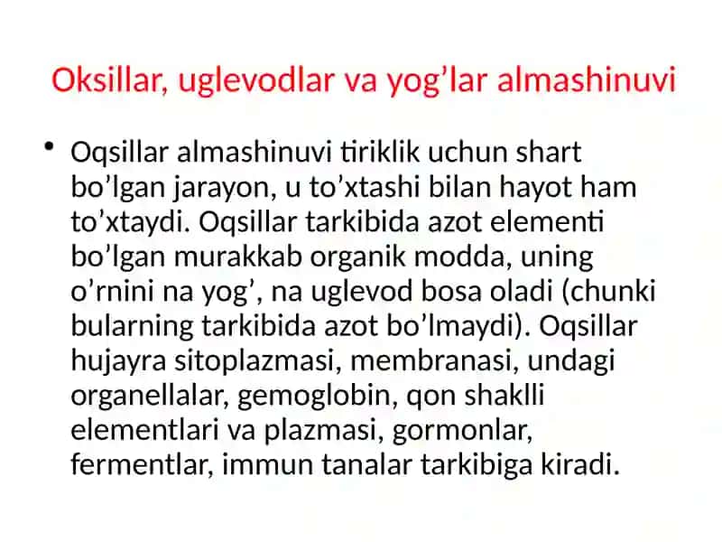 Maruza-8: Moddava energetika almashinu fizioligiyasi 4