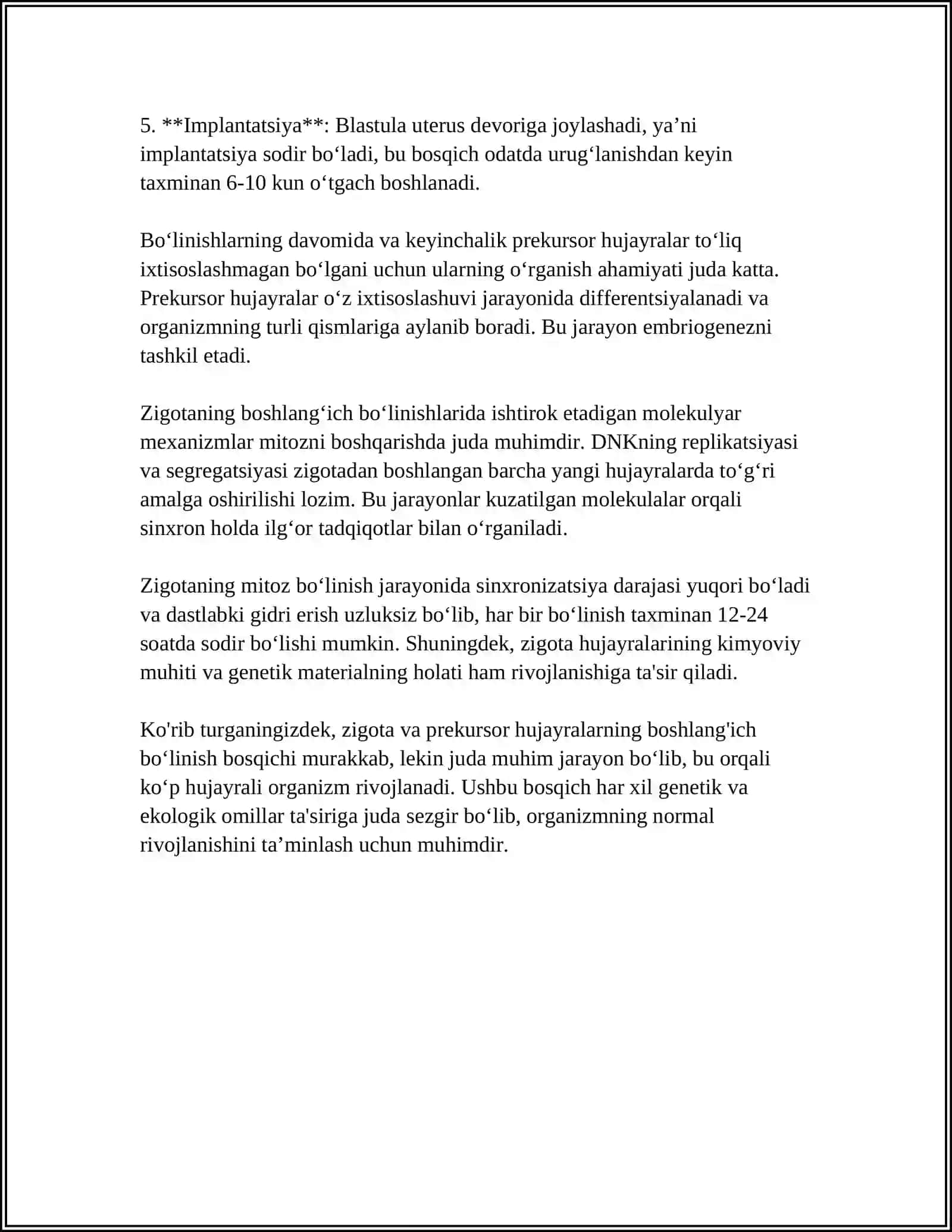 HUJAYRA ONTOGENEZINING RIVOJLANISH BOSQICHLARI 4