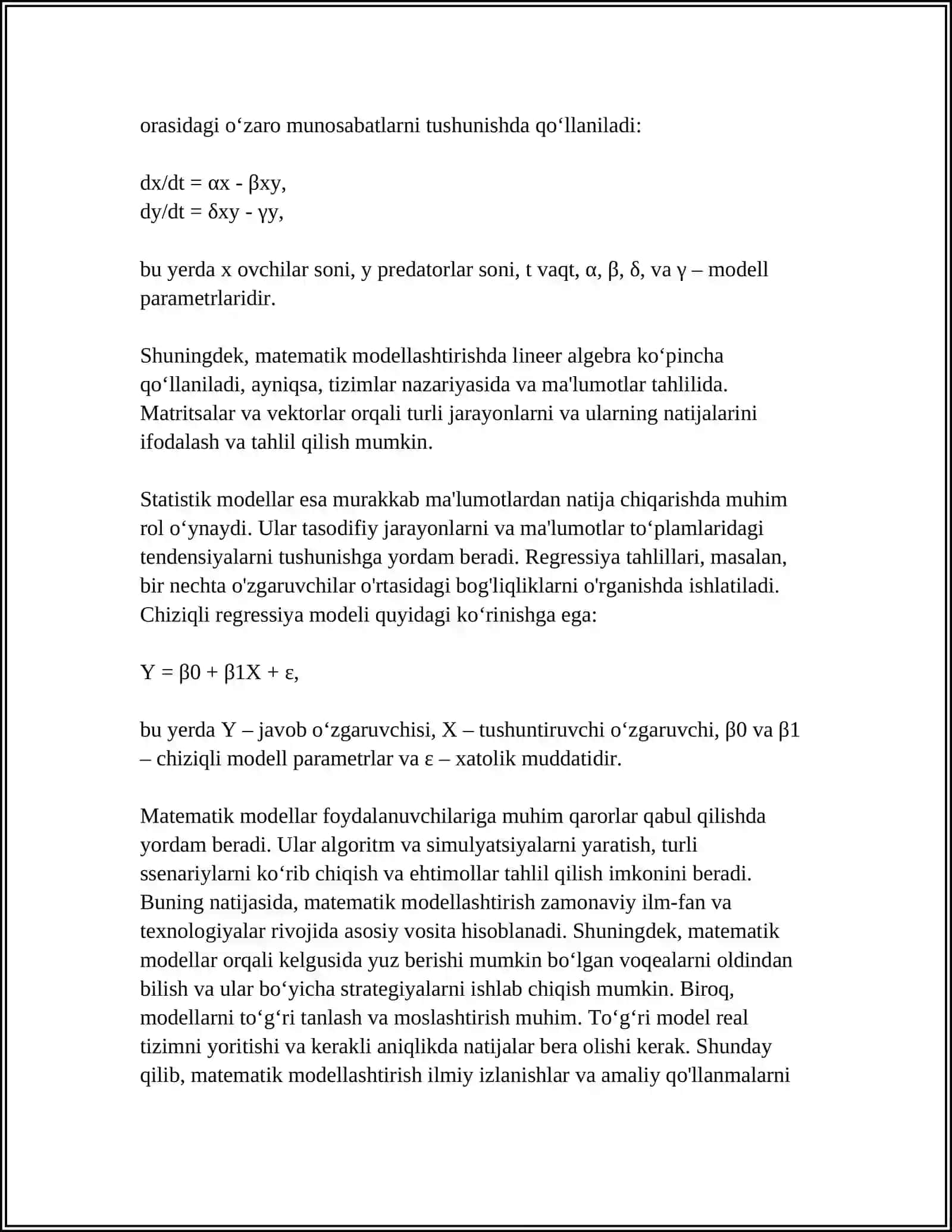 MATEMATIK MODELLAR TUZISH 4
