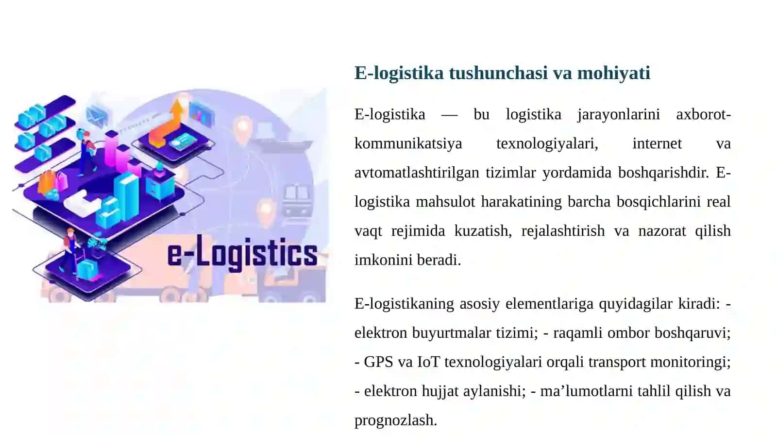 E-LOGISTIKA VA TA’MINOT ZANJIRI BOSHQARUVI (SUPPLY CHAIN MANAGEMENT SYSTEMS) 4