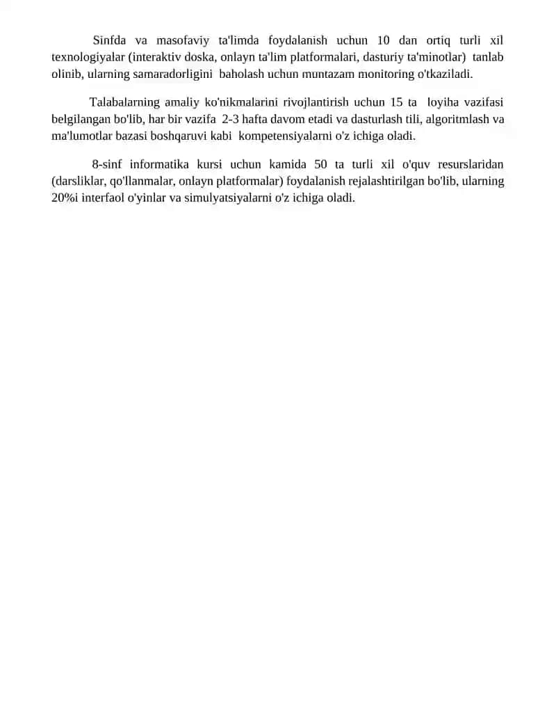 1 yillik Dars ishlanma 8 sinif Informatika fanidan 4