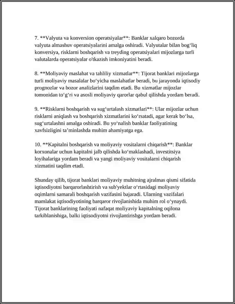 TIJORAT BANKLAR MOLIYAVIY VOSITACHI SIFATIDA 4