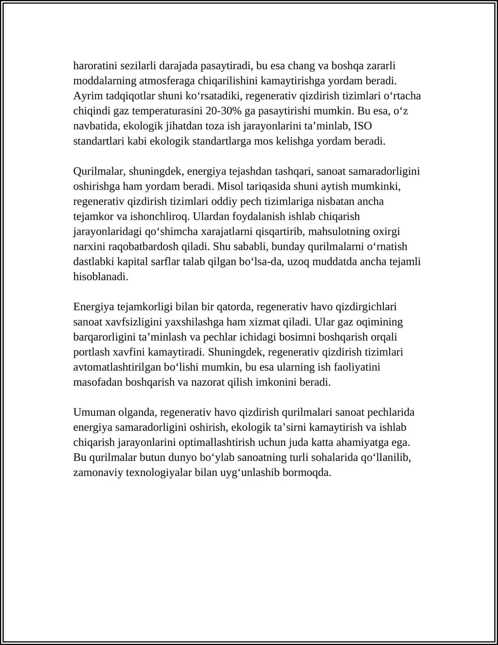 Regenerativ havo qizdirish qurilmalarining sanoat pechlaridagi roli 4