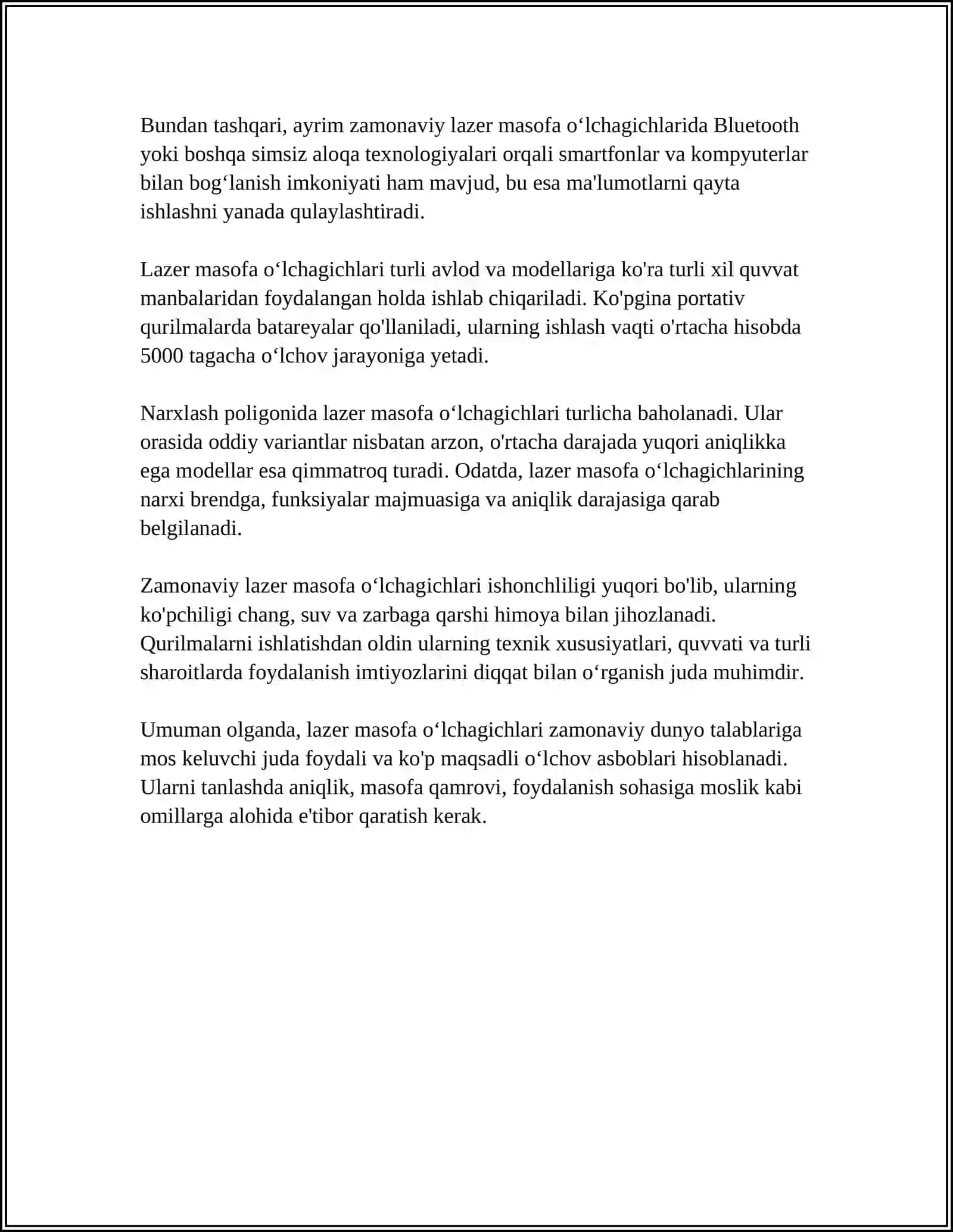 UZUNLIKNI ÕLCHASHDA LAZERLARNI QÕLLASH 4