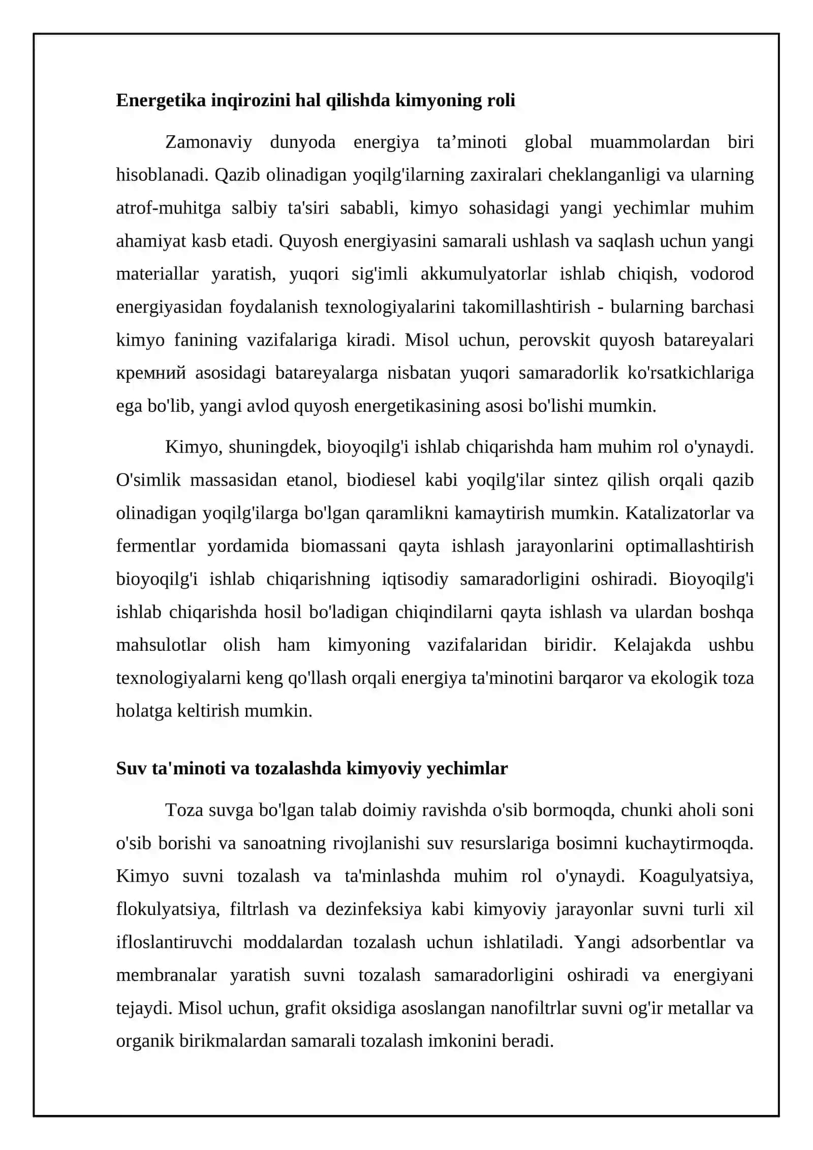 Kimyo fanining hozirgi zamon muammolarini hal etishdagi urni 4