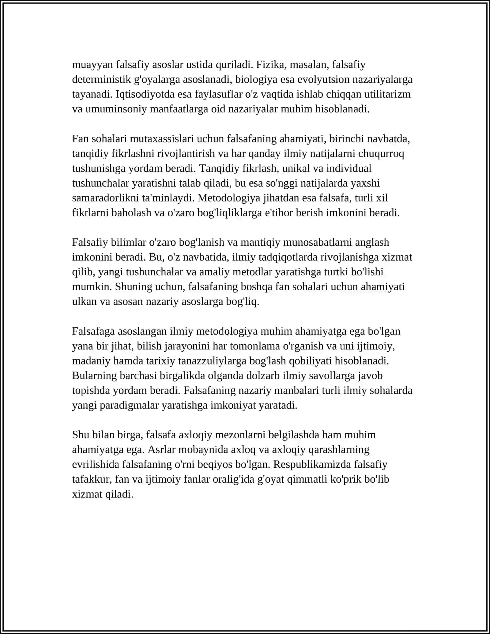 FALSAFANING BOSHQA FAN SOXA MUTAXASSISLARI UCHUN AHAMIYATI VA O'ZIGA XOSLIGI 4