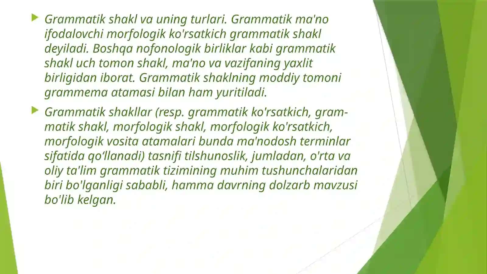 Grammatik shakl, grammatik ma’no, grammatik kategoriya 4