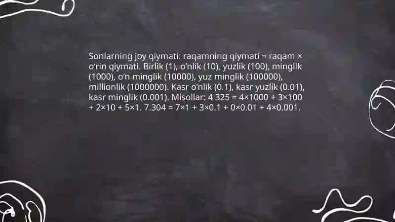 Koʻp xonali sonlar ustida ishlash va ular ustida arifmetik amallar bajarishni oʻrganish 4