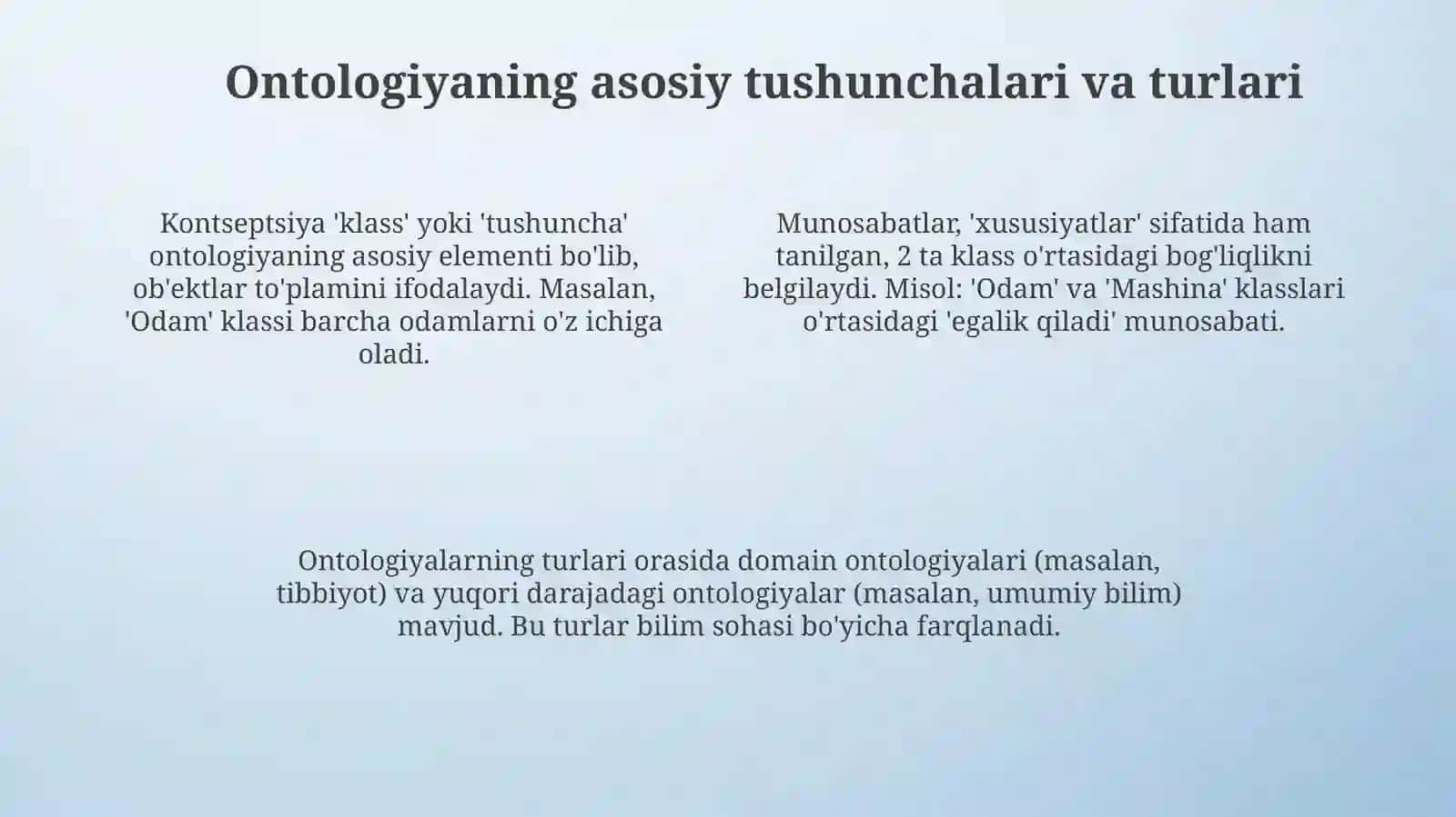 Ontologiyaning mohiyati va tarifi 4