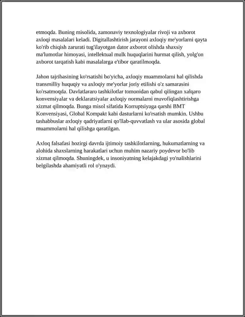 AXLOQ FALSAFASI NAFOSAT FALSAFASI GLOBALLASHUV KARUPSIYA BÕYICHA JAHON TAJRIBASI MAVZULARI HAQIDA MALUMOTLAR 4