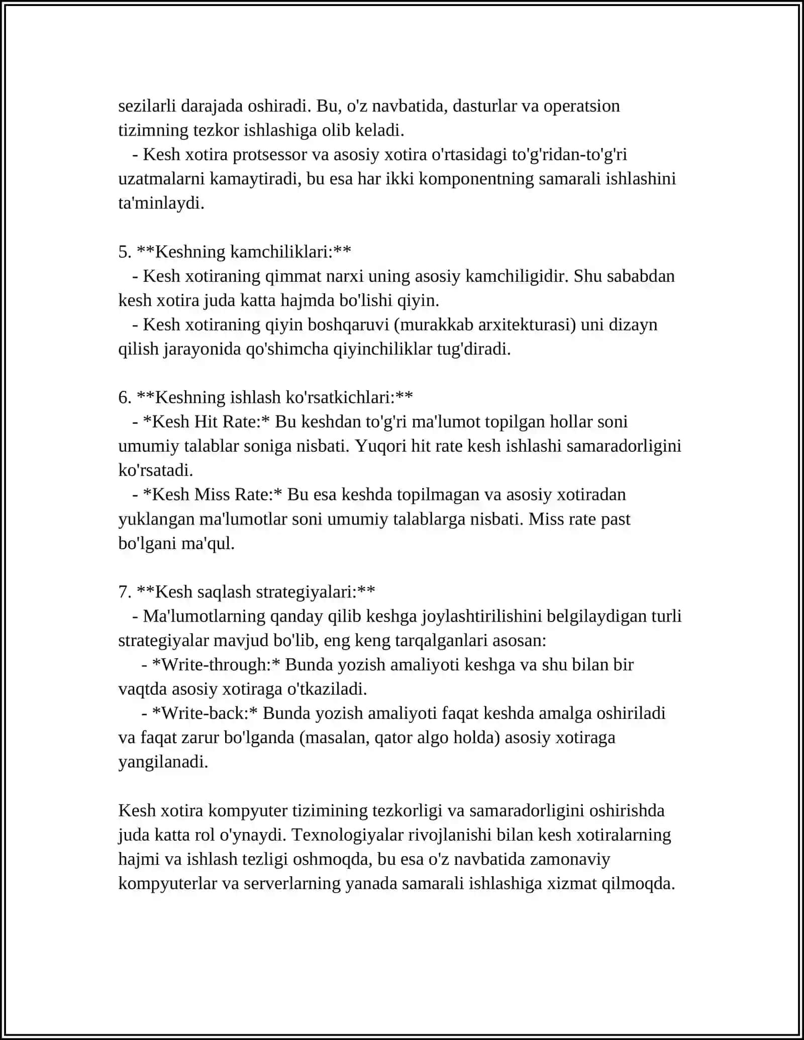 KESH XOTIRA:VAZIFASI VA ISHLASH PRINTSIPI 4