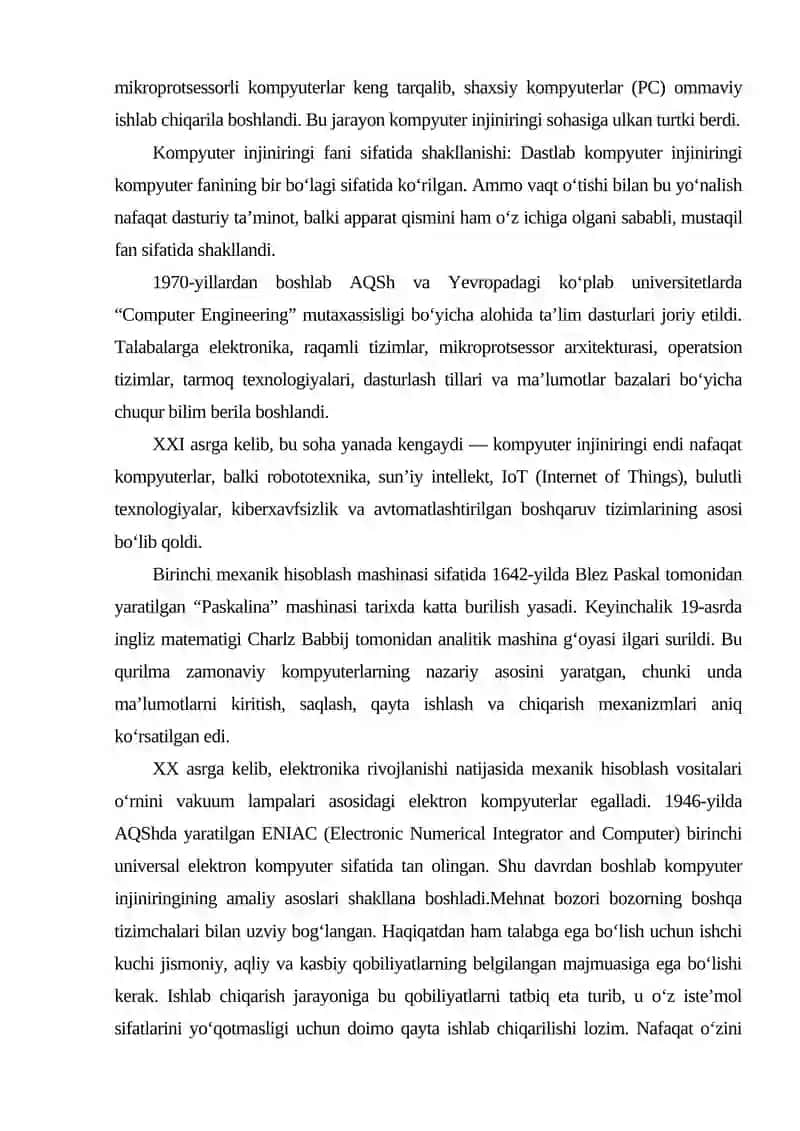 KOMPYUTER INJINIRINGI MUTAXASSISLIGINING MEHNAT BOZORIDAGI O'RNI 4