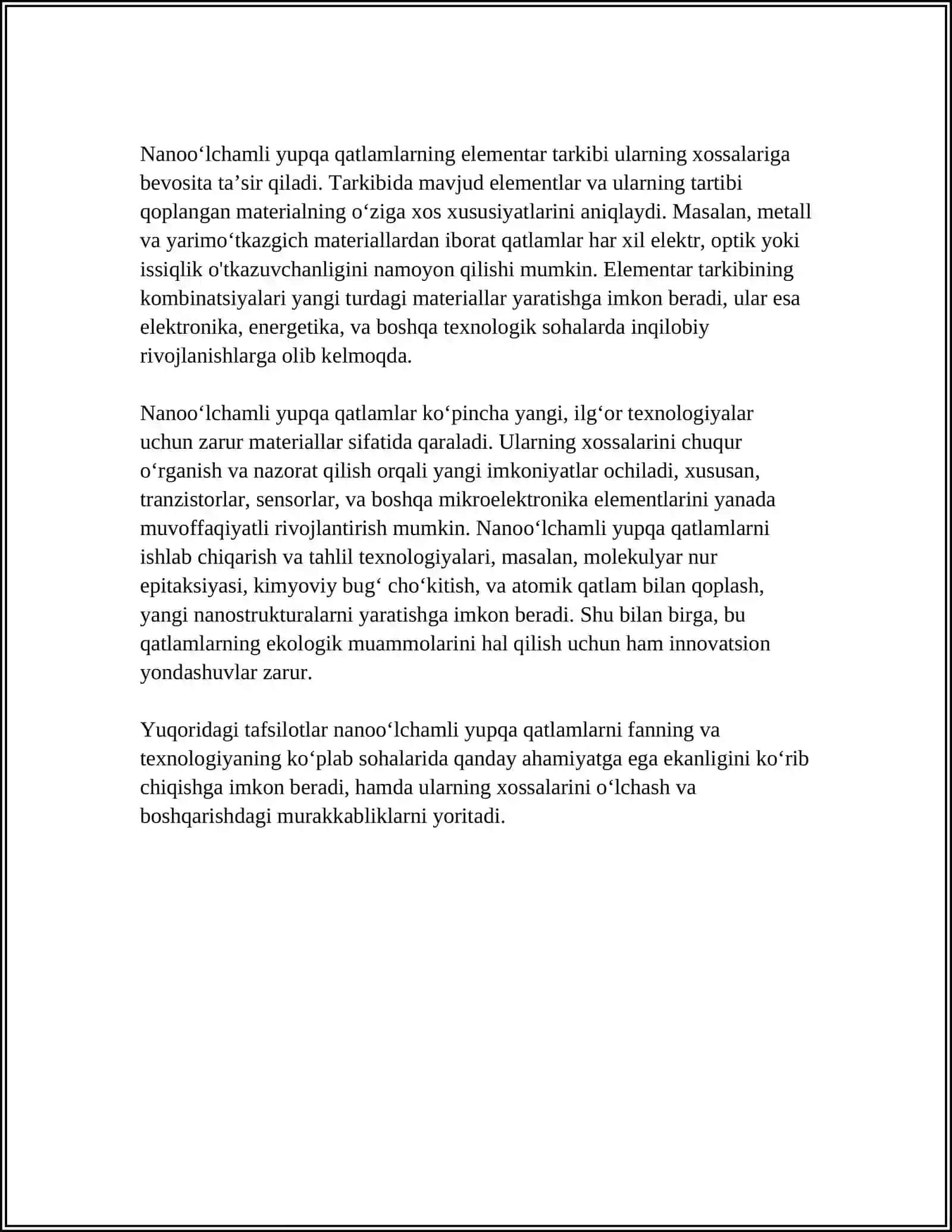 NANOO‘LCHAMLI YUPQA QATLAMLARNING TUZILISHI VA XOSSALARI 4