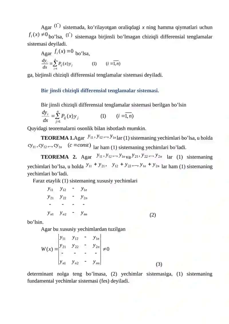 Differentsial tenglamalar sistemasi 4