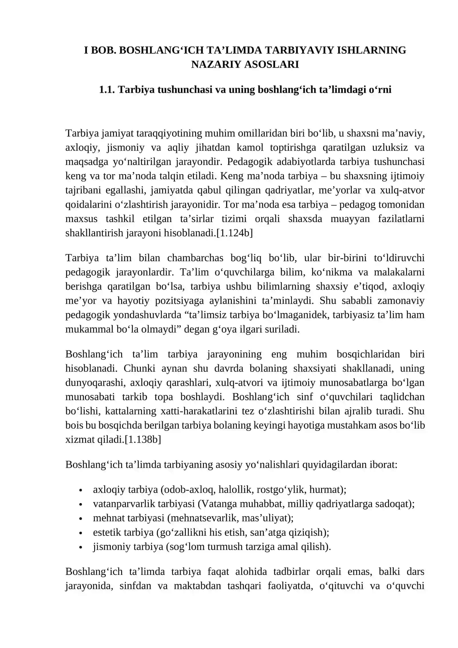 "BOSHLANG‘ICH TA’LIMDA TARBIYAVIY ISHLARNI TASHKIL ETISHDA TASHKILOTCHIGA QO‘YILADIGAN TALABLAR" MAVZUSIDA YOZGAN KURS ISHI 4