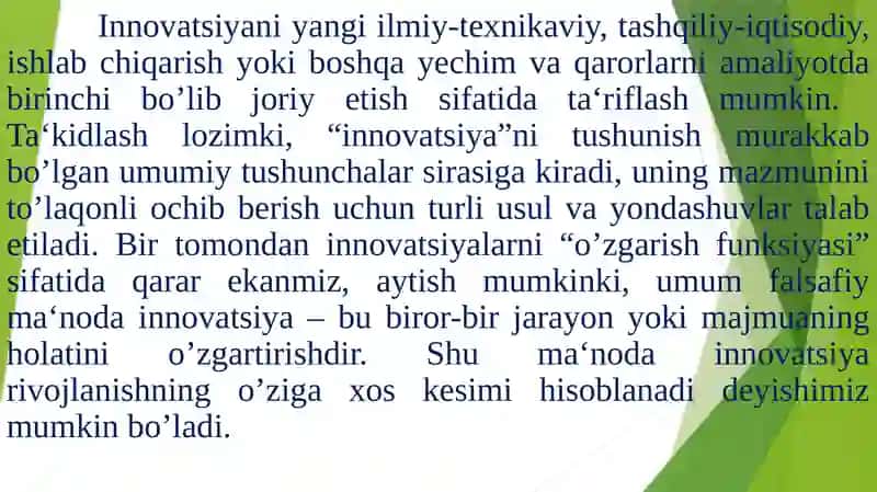 IQTISODIYOTDA INNOVATSIYON FAOLIYATNING O’ZIGA XOS XUSUSIYATLARI 4