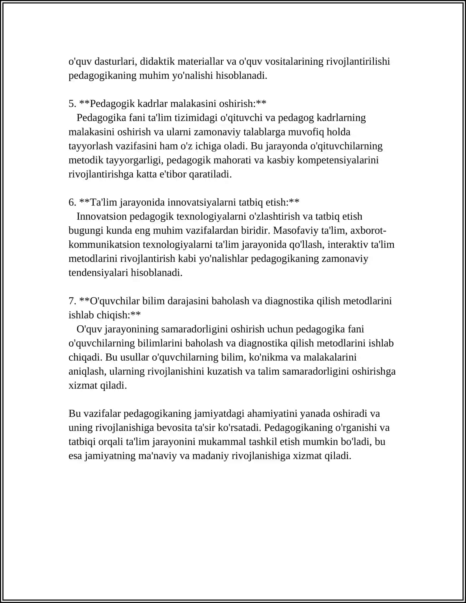 PEDAGOGIKA FANI, UNING VAZIFALARI, ILMIY TADQIQOT USULLARI, TA’LIM TIZIMINI BOSHQARISH 4
