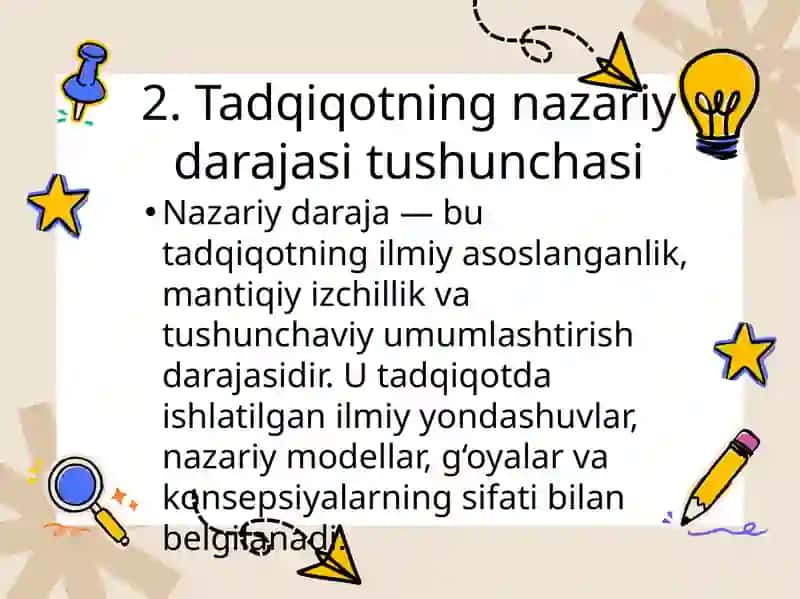 Tatqiqotning nazariy darajasini bilish usullari va shakllari 4
