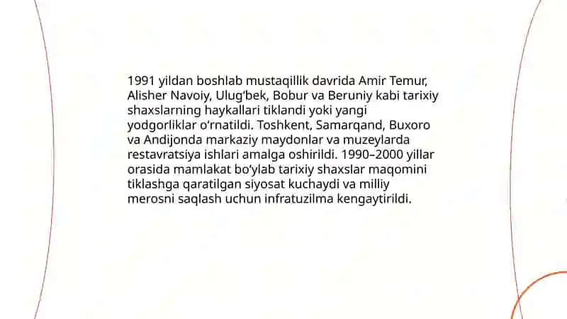 O'zbekistonda mustaqillik yillarida buyuk ajdodlar va tarixiy shahslarga bolgan etibor 4